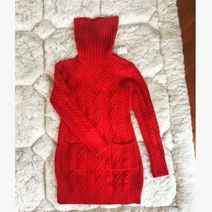 Holiday Red Ralph Lauren Turtle Neck Sweater Dress